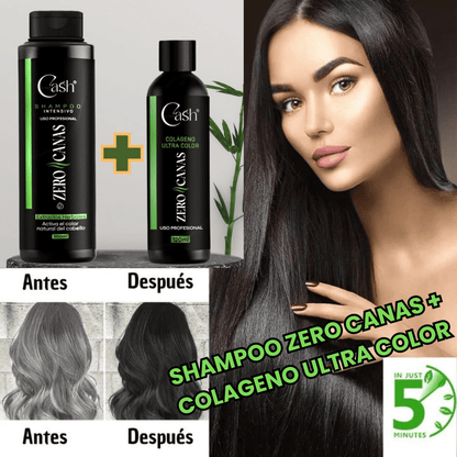 COMBO PRO-MAX: SHAMPOO TAPA CANAS 300ML + TRATAMIENTO DE COLÁGENO 120ML