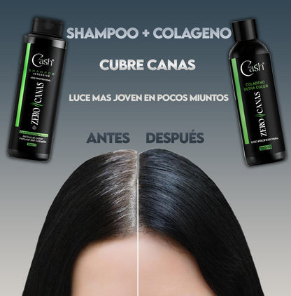 COMBO PRO-MAX: SHAMPOO TAPA CANAS 300ML + TRATAMIENTO DE COLÁGENO 120ML